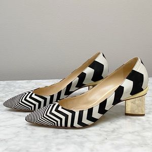 Nicholas Kirkwood classic black and white zigzag pattern pump.